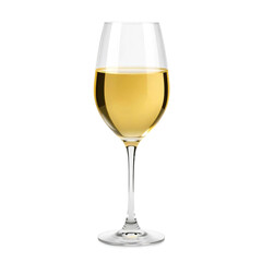 A glass of white wine isolated on transparent background