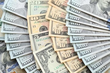 American US dollars money bills close up in big amount