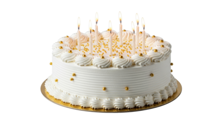 Birthday cake with candles for celebration isolated PNG with Transparent Background