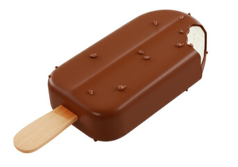 Isolated Partly Eaten Chocolate Ice Cream Bar