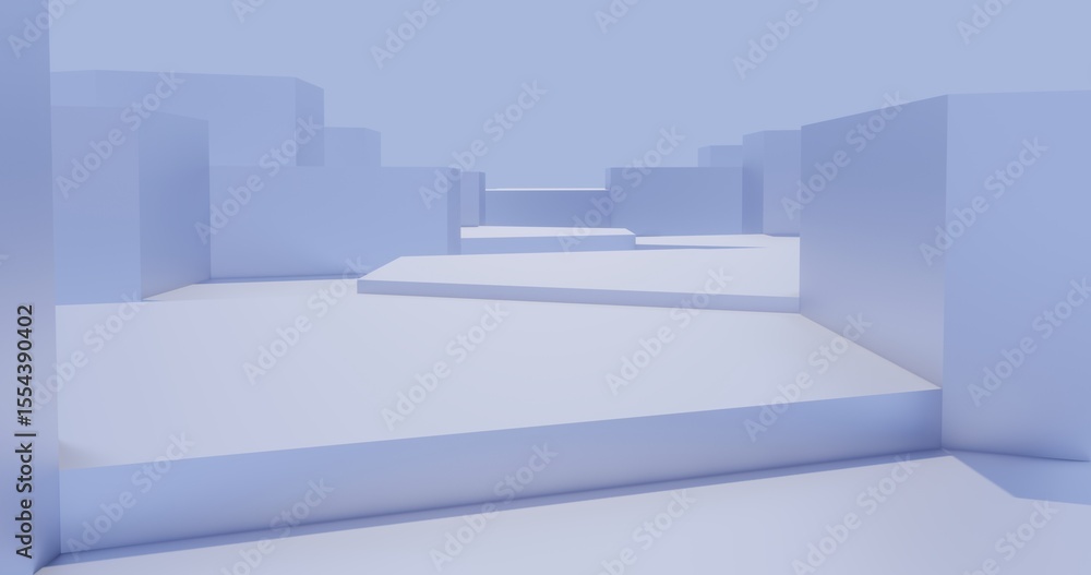 Poster 3d render abstract architecture background building geometric shape