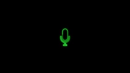 Neon Voice recording mic microphone button icon and 3d rendering.