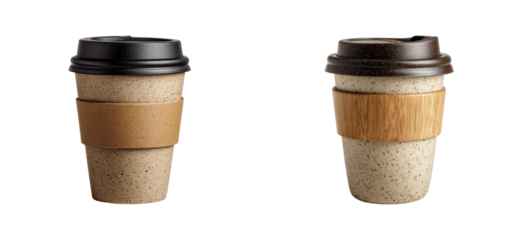 Embrace sustainability eco-friendly coffee cups for urban minimalist drinks in a green environment cut out set png