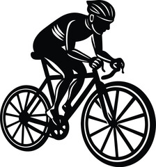 Naklejka premium Silhouette of a Cyclist on Racing Bike