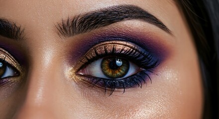 Close-up of a Woman's Eye with Stunning Makeup and Colorful Eyeshadow