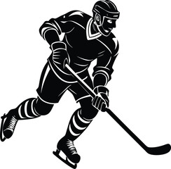 Silhouette of a Hockey Player in Action