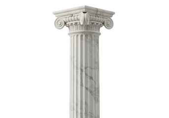Isolated Ornate Marble Column with Ionic Capital Architectural Detail