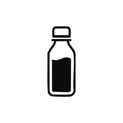 Minimal Bottle Vector Icon &ndash; Bold Black Outline in Clean and Simple Flat Line Style Design

