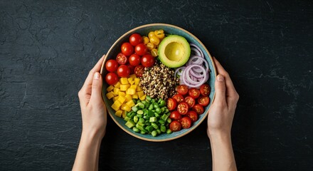 Vibrant Fresh Salad Bowl with Colorful Vegetables and Healthy Ingredients for Nutritious Meals