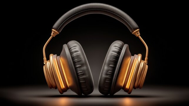 Stylish black and gold headphones with soft cushioned ear pads, perfect for enjoying high-quality sound in comfort. A must-have accessory for music lovers and audio professionals.