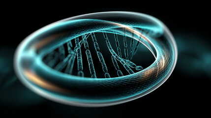 Abstract artistic illustration of plasmid DNA in a dark background  
