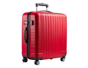 Angled View of Oversized Red Travel Suitcase with TSA Lock, isolated on transparent background