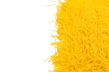 Dry uncooked vermicelli pasta isolated on white background. top view