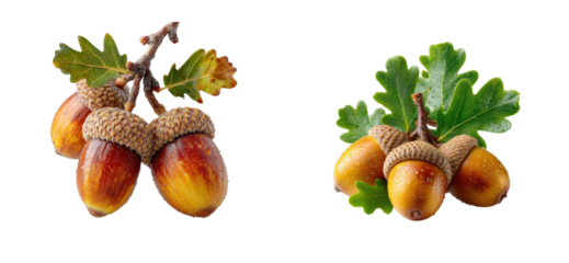 Harvesting acorns in nature oak trees food forest environment cut out set png