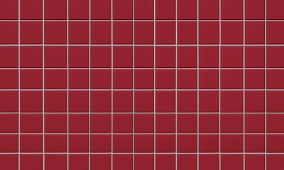 Seamless pattern of glossy red ceramic tiles with clean grout lines. Ideal for backgrounds, architectural textures, interior design, or decorative surface visuals.