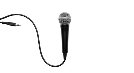 Microphone with audio cable isolated PNG with Transparent Background