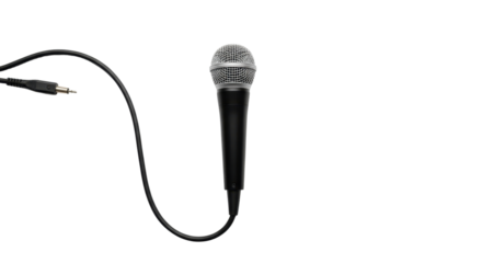 Microphone with audio cable isolated PNG with Transparent Background