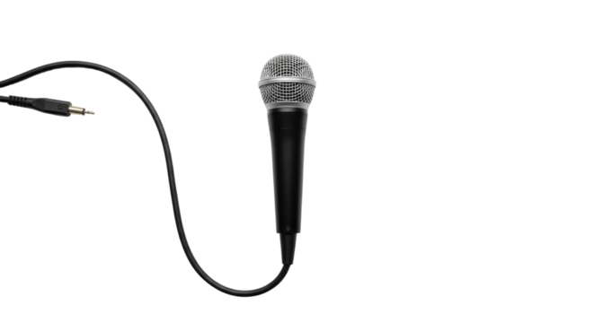 Microphone with audio cable isolated PNG with Transparent Background
