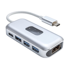USBC Hub Multiport Adapter with HDMI USB Ethernet  Expand Connectivity On Transparent Background