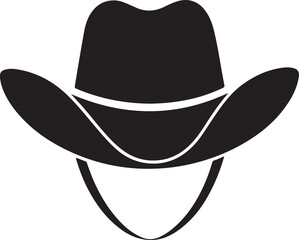 cowboy hat silhouette, black and white silhouette, vector and illustration