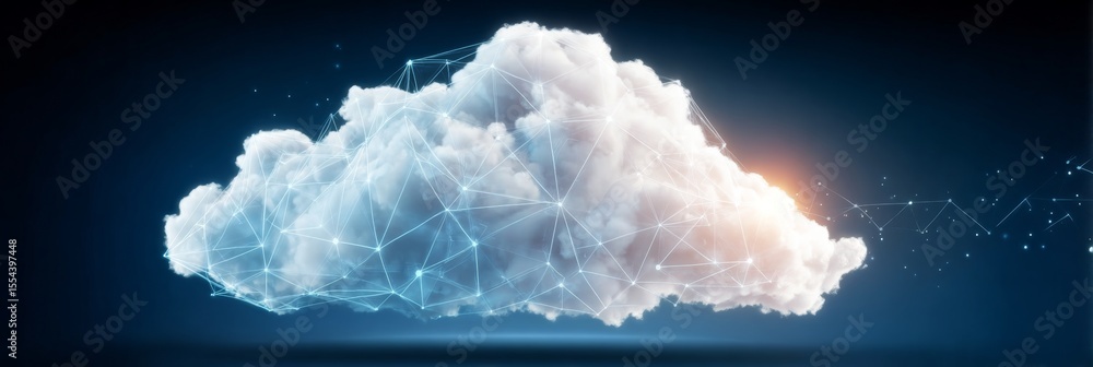 Poster abstract cloud with futuristic network connections and digital data storage concept visualization