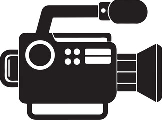 camcorder camera silhouette, black and white silhouette, vector and illustration