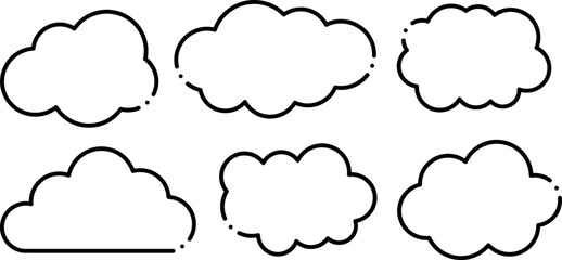 雲のかわいいラインフレーム