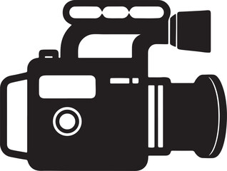 camcorder camera silhouette, black and white silhouette, vector and illustration