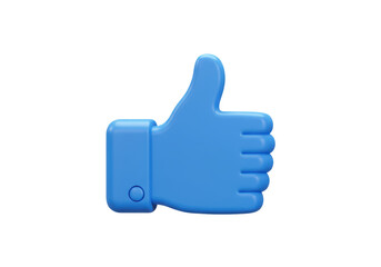 Isolated Thumbs Up Gesture Blue 3D Rendering
