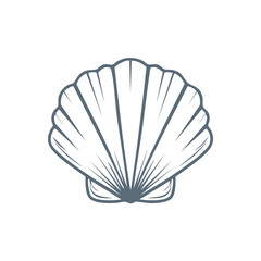 Simple Vector Illustration of Seashell with Thick Lines in Minimalist Logo Style – Nautical Beach Shell Icon Design

