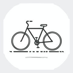 Minimal Vector Icon of a Bicycle with Bold Black Outline in Clean and Simple Modern Design