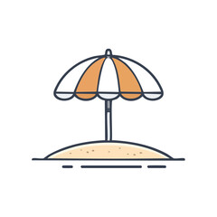 Minimal Vector Icon of a Beach Umbrella with Bold Black Outline in Clean and Simple Modern Design