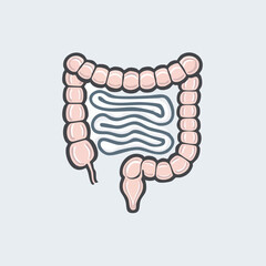 Minimal Vector Icon of an Intestine with Bold Black Outline in Clean and Simple Modern Design