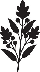 heather flower silhouette, black and white silhouette, vector and illustration
