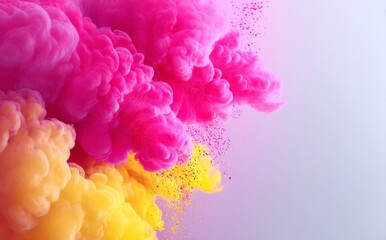 Obraz premium Pink, yellow, and purple hues of smoke dance and undulate, generating a kaleidoscopic and ever-changing cloud of color that fills the air