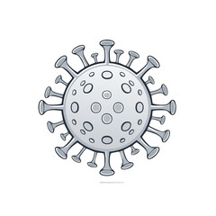 Simple Vector Illustration of a Virus with Thick Bold Lines in Logo Style, Minimalist Medical Graphic