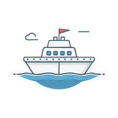 Simple Vector Illustration of a Boat with Thick Lines Modern Clean Flat Logo Style Design