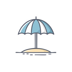 Simple Vector Beach Umbrella Thick Line Illustration in Minimal Logo Style for Summer Branding