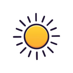 Minimal Vector Icon of Sun Bold Black Outline Clean and Simple Design