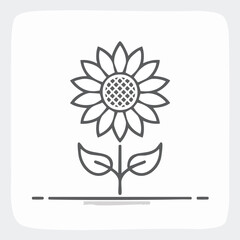 Minimal Vector Icon of a Sunflower with Bold Black Outline in Clean and Simple Modern Design