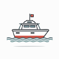 Simple Vector Boat Thick Line Illustration in Minimal Logo Style for Nautical and Marine Design