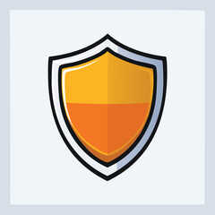 Modern Vector Shield Icon with Bold Black Outlines and Flat Colors – Minimalist Graphic Style Illustration