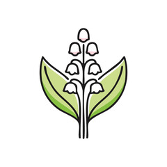 Simple Vector Lily of the Valley Thick Line Illustration Logo