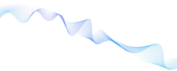 Vector wave lines smooth flowing dynamic blue purple pink gradient isolated on white background for concept of technology, digital, communication, science, music