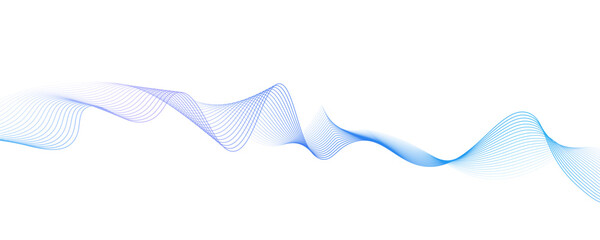 Vector wave lines smooth flowing dynamic blue purple pink gradient isolated on white background for concept of technology, digital, communication, science, music