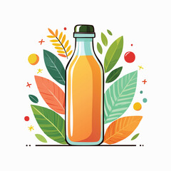 Vector Illustration of a Bottle with Bold Black Outlines Flat Colors Modern Graphic Style