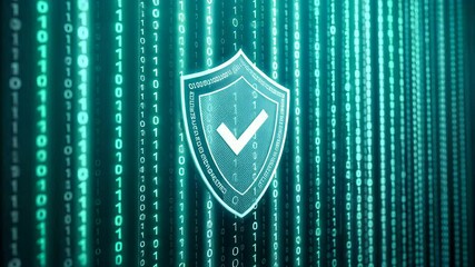 A digital shield with checkmark on a blue background shows the concept of internet security, data protection, and secure online transactions is very important now. - Powered by Adobe