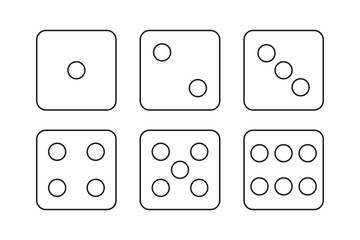 Dice set with editable stroke, dice faces outline for laser cutting and engraving 