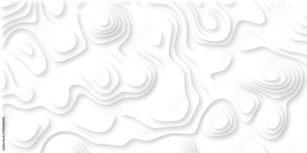 Poster paper cut 3d render topography abstract, beautiful white background. geometric map relief texture wi
