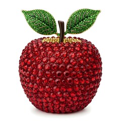 Apple made of various jewels isolated against a white background. Jewelry, sparkle, luxury, fruit, diamond, precious stones, luxury, fine jewelry, shiny, elegant, glimmer, glossy, artistic, gemstone